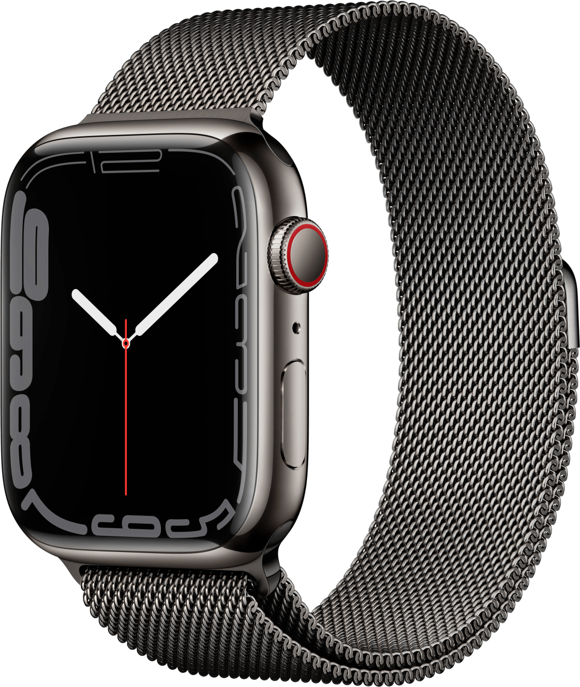 Apple Watch 7 LTE MKJ23FD/A - roestvrij staal, Milanese lus, 41 mm - grafiet
