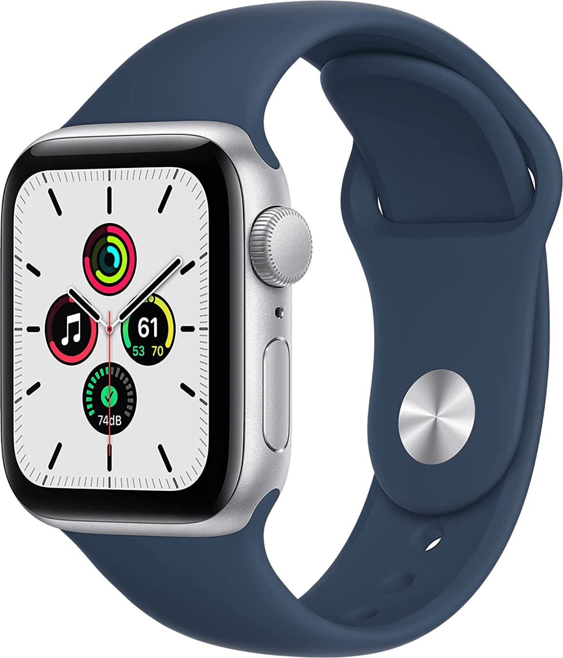 Apple Watch SE GPS + Cellular, Zilveren Aluminium Behuizing en Sport Band, 40mm