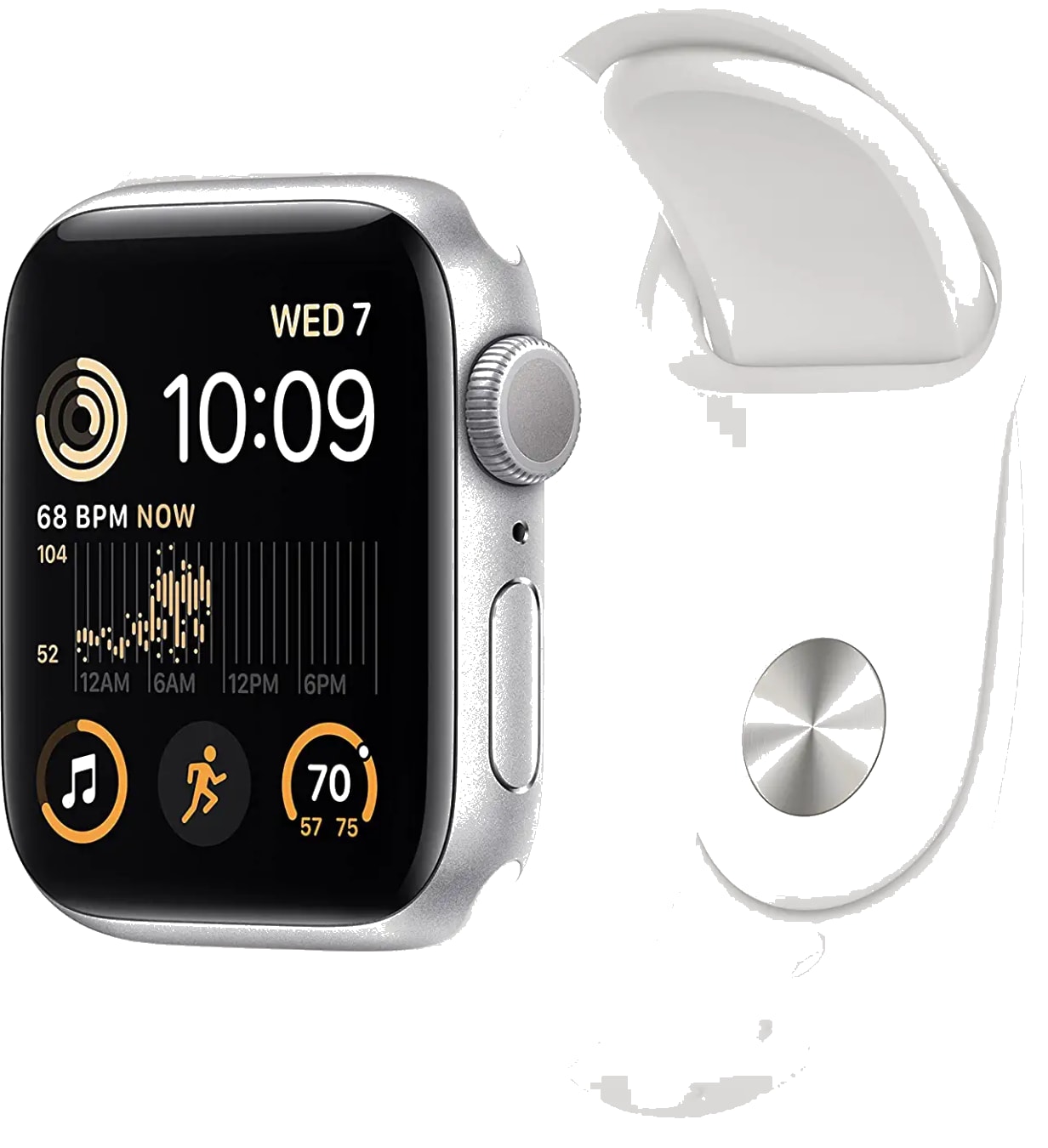 Apple Watch SE (2022) GPS MNJV3FD/A - Zilver Sportbandje, 40mm - Wit