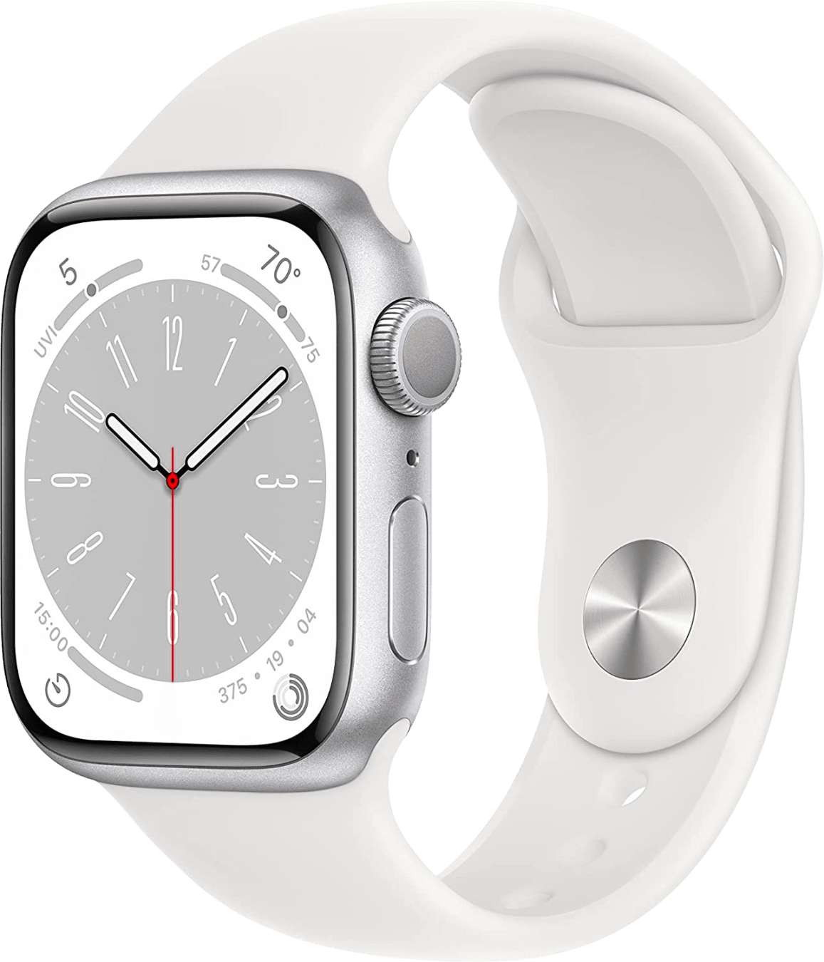 Apple Watch 8 LTE MP4A3FD/A - Aluminium, Wit Sportbandje, 41mm - Zilver
