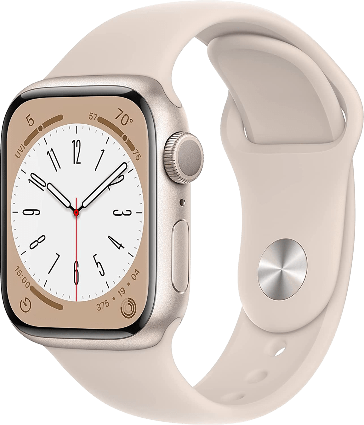 Apple Watch 8 GPS MNP23FD/A - Aluminium, Starlight-sportbandje, 45mm - Starlight