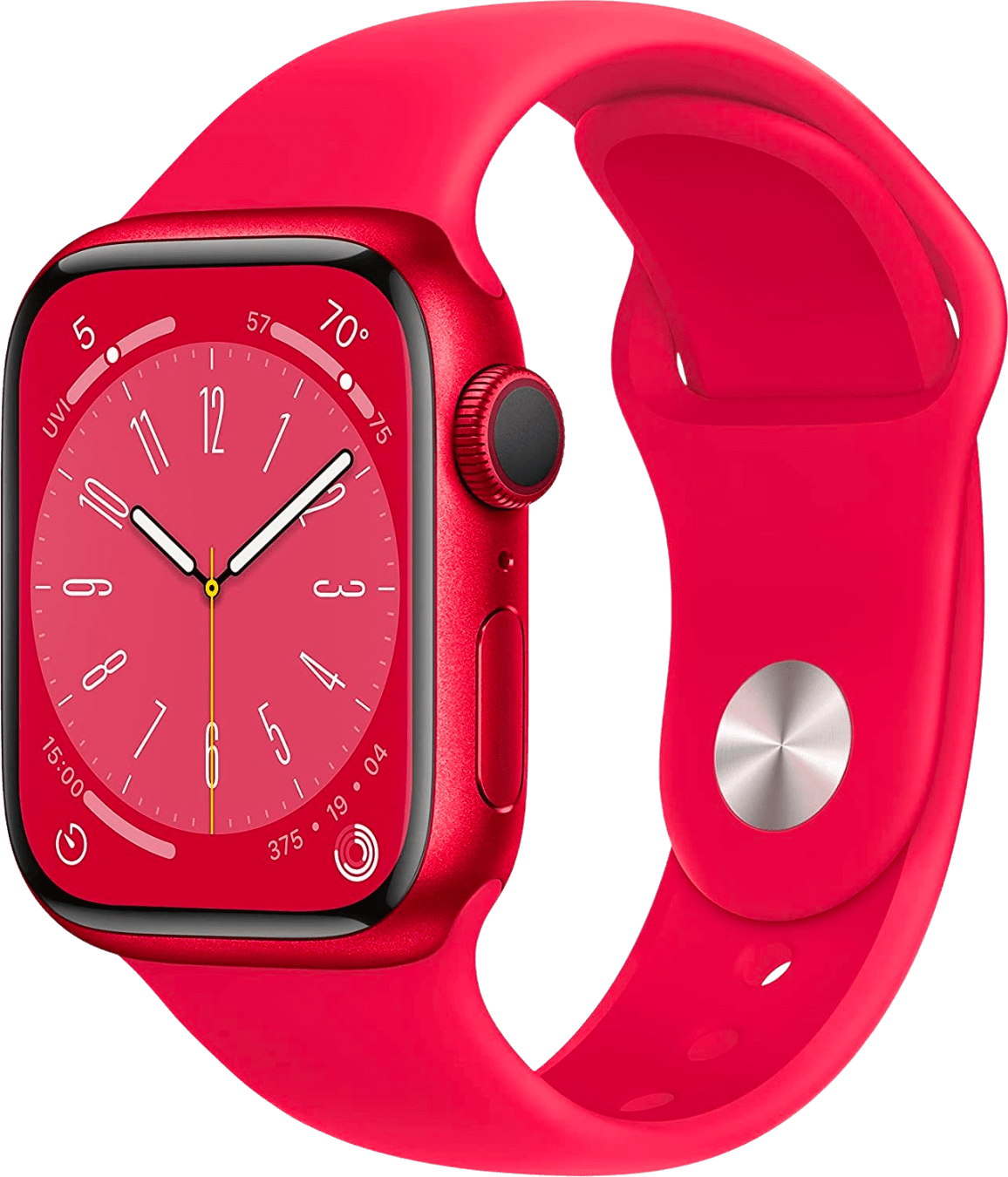 Apple Watch 8 GPS MNP43FD/A - Aluminium, Rood Sportbandje, 45mm - Rood