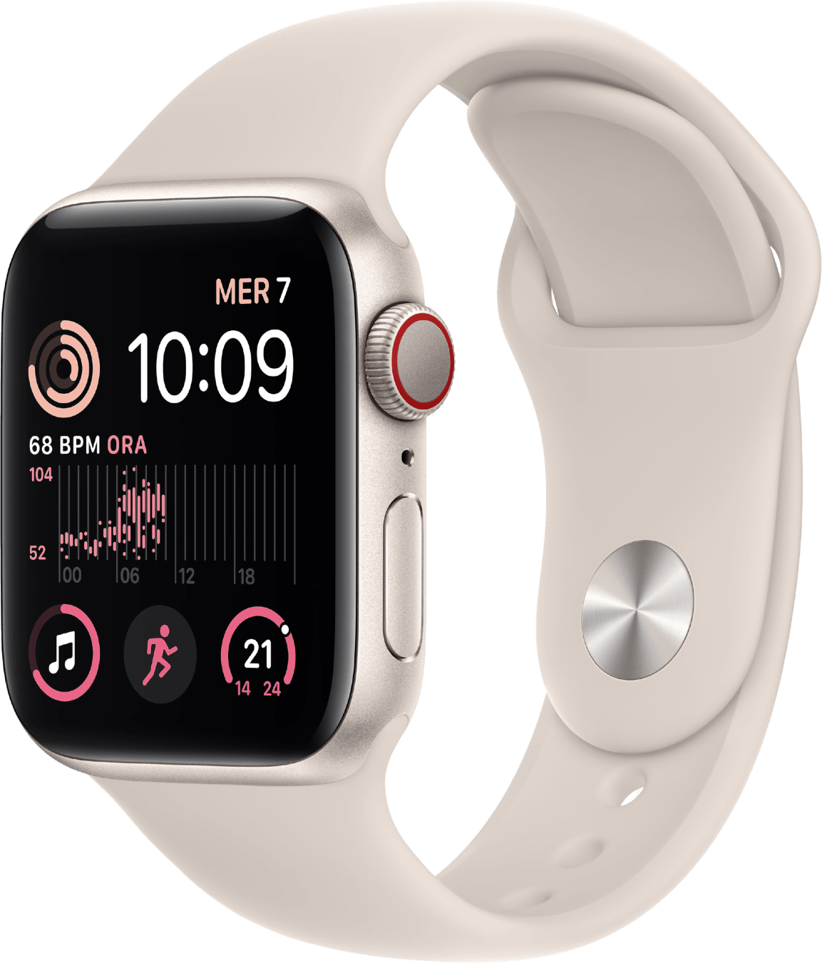 Apple Watch SE (2022) LTE MNPH3FD/A - Starlight Sportbandje, 40mm - Starlight
