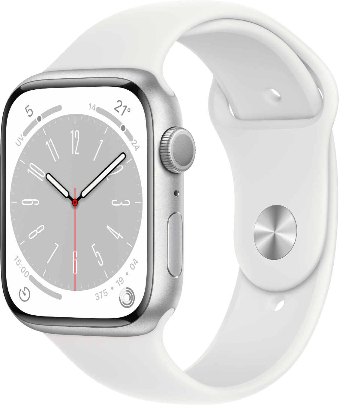 Apple Watch 8 GPS MP6K3FD/A - Aluminium, Wit Sportbandje, 41mm - Zilver