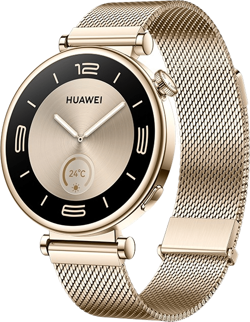 Huawei GT4 Smartwatch, Roestvrij stalen kast en gouden Milanese band, 41mm