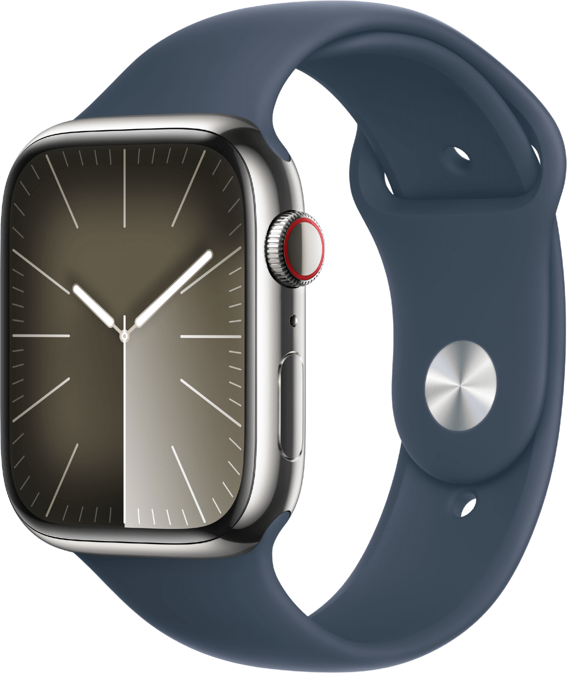 Apple Watch Series 9 GPS + Cellular, Stainless Steel Case and Sport Band, 45mm