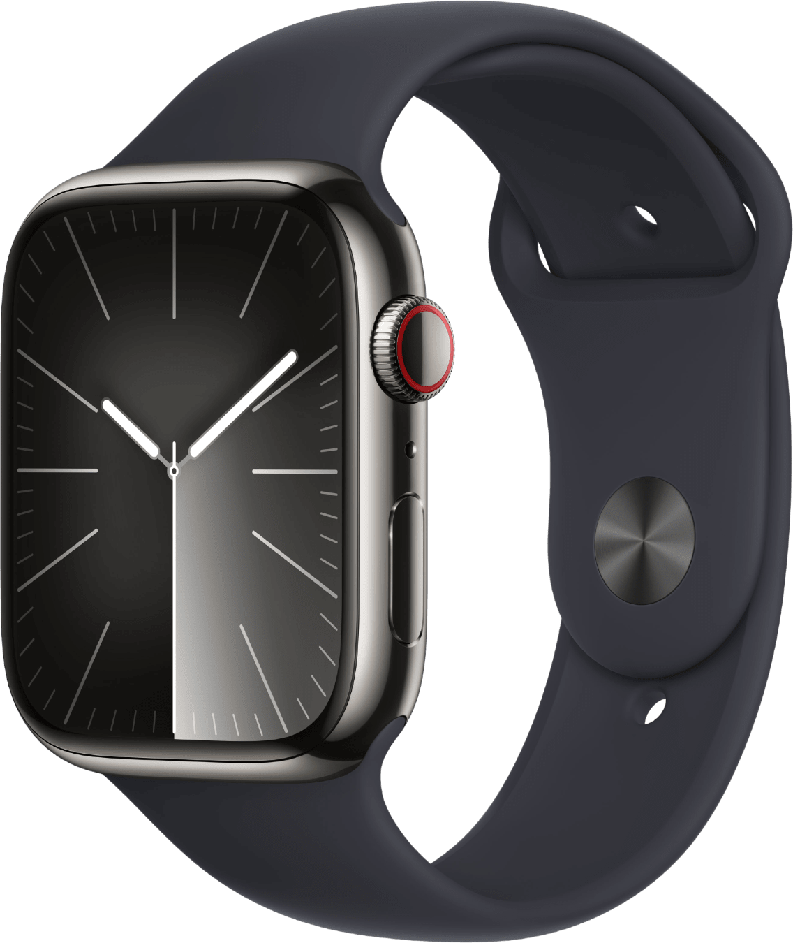 Apple Watch Series 9 GPS + Cellular, Stainless Steel Case and Sport Band, 45mm