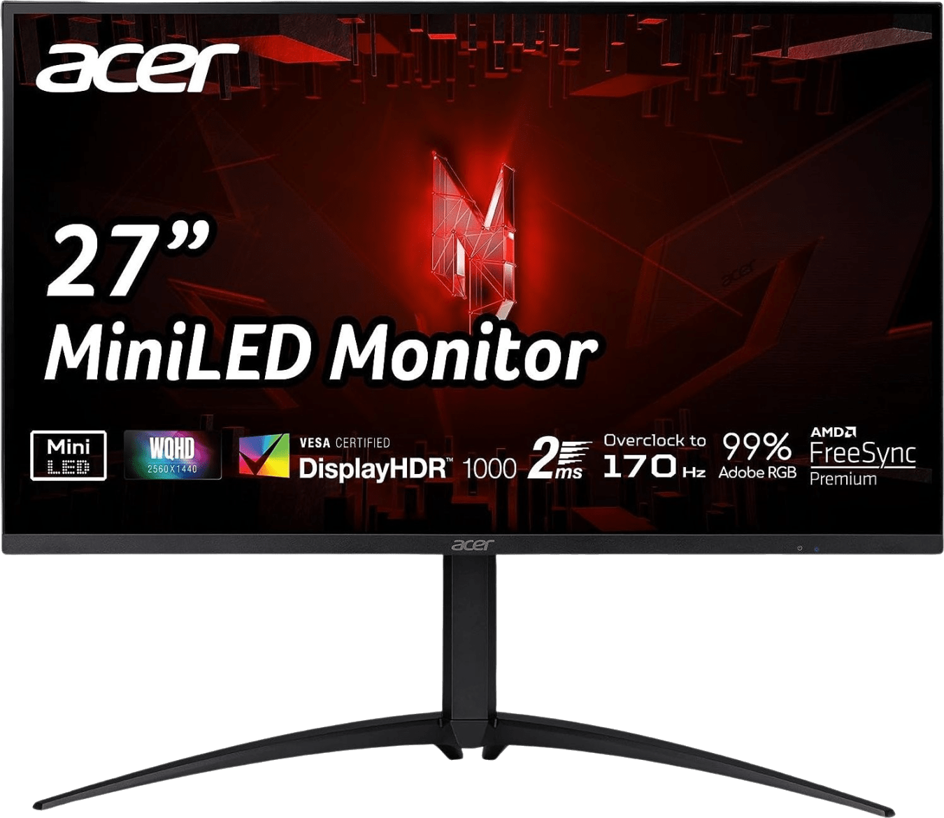 Acer 27" Scherm Nitro XV275K P3biipruzx - Zwart - 1 ms AMD FreeSync Premium