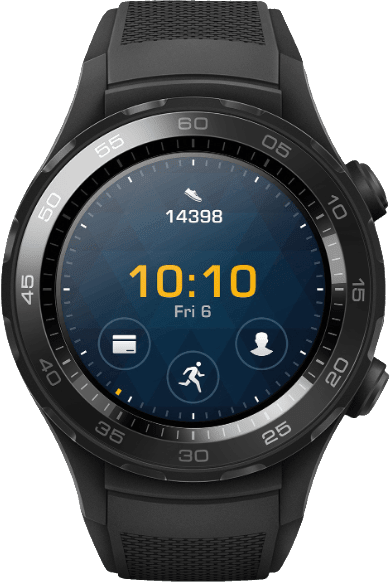Huawei Watch 2 45 mm met zwarte sportband [wifi + 4G] zwart