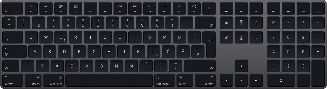 Apple MRMH2D. Toetsenbord formaat: Full-size (100%). Stijl toetsenbord: Recht. Connectiviteitstechnologie: Draadloos, Aansluiting: Bluetooth, Toetsenbord toetsschakelaar: Mechanisc