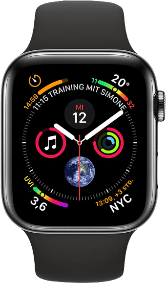 Apple Watch Series 4 LTE MTX22FD/A - Roestvrij staal, Sportband, 44 mm, 16 GB - Zwarte ruimte