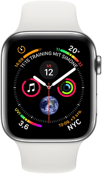 Apple Watch Series 4 LTE MTX02FD/A - Roestvrij staal, Sportband, 44 mm, 16 GB - Zilver