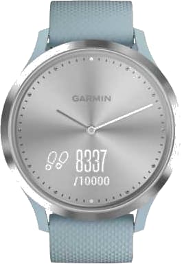 Garmin vivomove HR Sport zilver met lichtblauwe siliconen band