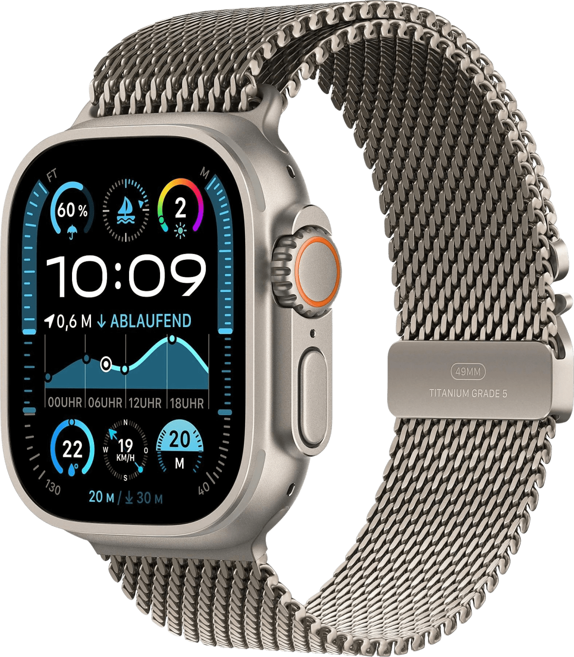 Apple Watch Ultra 2 GPS + mobiel, titanium kast, 49 mm