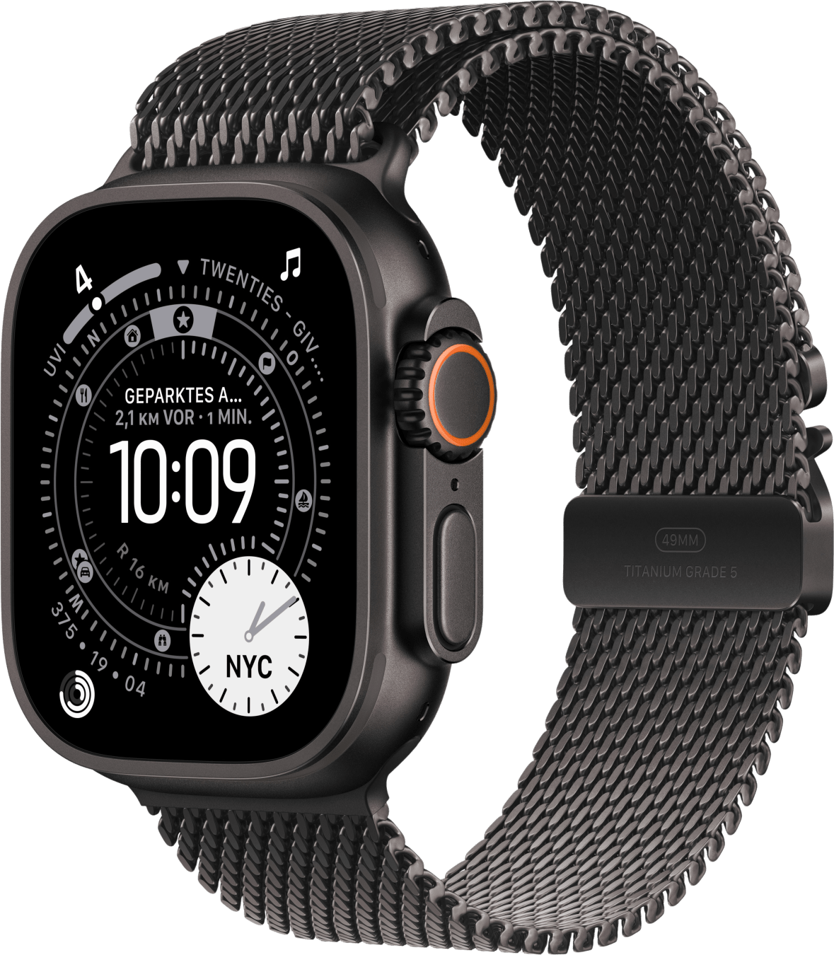 Apple Watch Ultra 3 GPS + Cellular, titanium kast, Milanese band, 49 mm