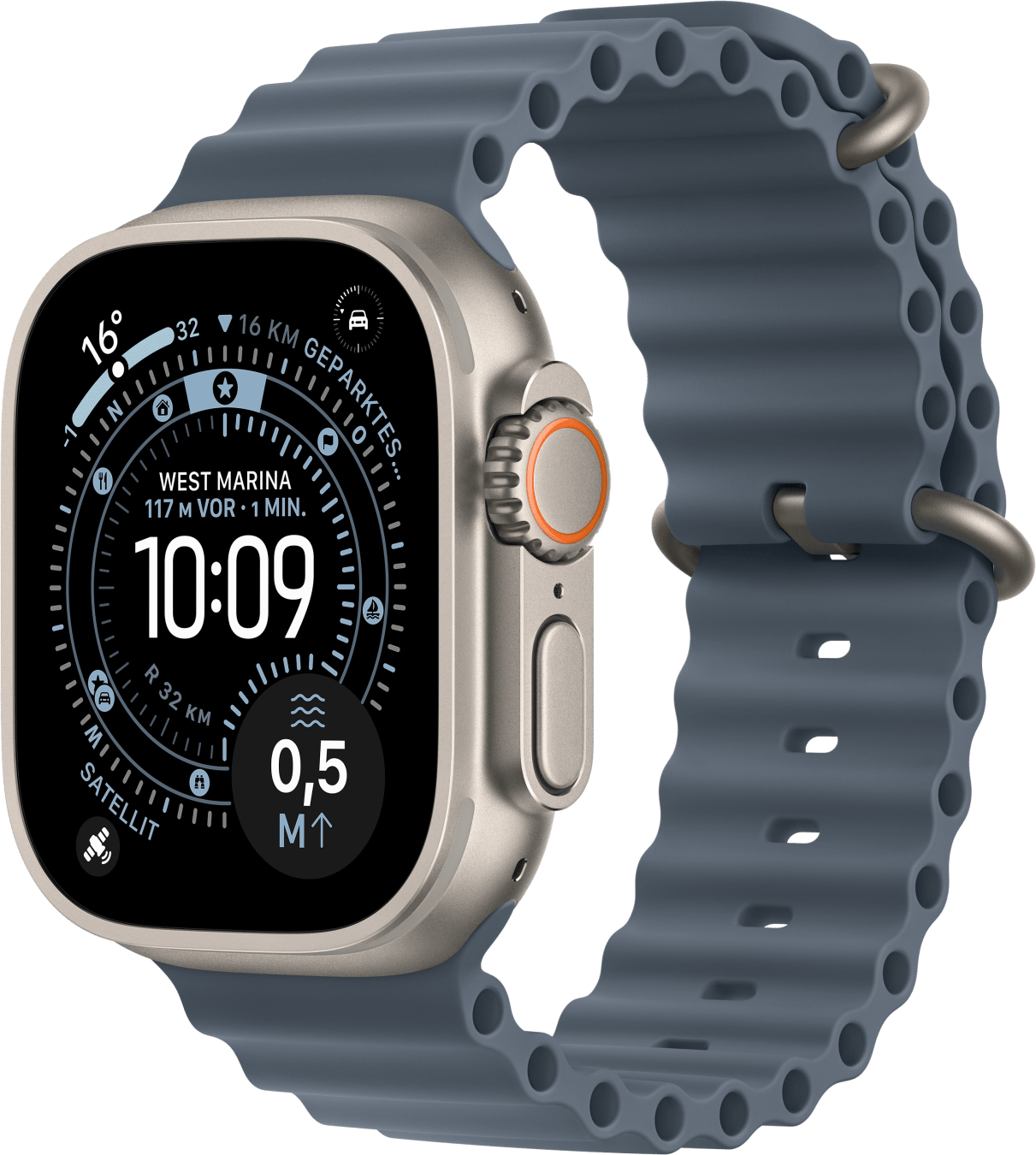 Apple Watch Ultra 3 GPS + Cellular, titanium kast, oceaanband, 49 mm