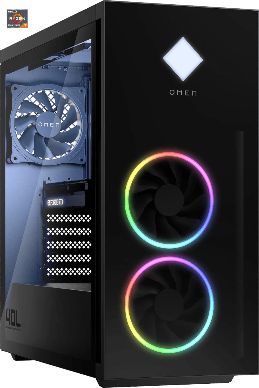 HP Omen GT21-1024ng Gaming Desktop - AMD Ryzen™ 7 7700x - 32GB - 1TB SSD + 2TB HDD - NVIDIA® GeForce® RTX 4070 Ti