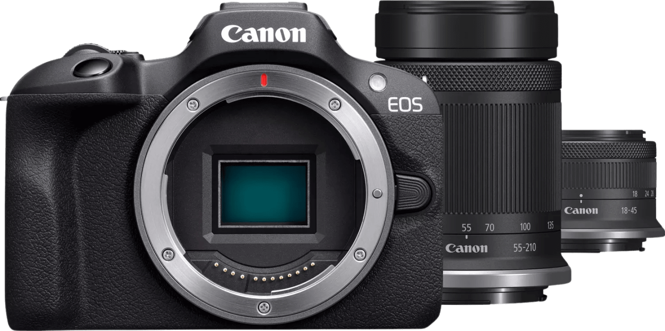 Canon EOS R100 + RF-S 18-45mm IS STM + RF-S 55-210 IS STM