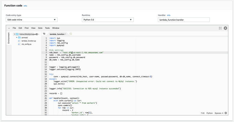 We can create Lambdas directly in the browser, or by uploading source via zip file.
