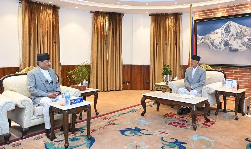 यूएई जानुअघि राष्ट्रपतिसँग प्रधानमन्त्रीकाे भेट, काेप–२८ मा नेपालले लाभ लिने परिस्थिति सृजना गर्न पाैडेलकाे सुझाव