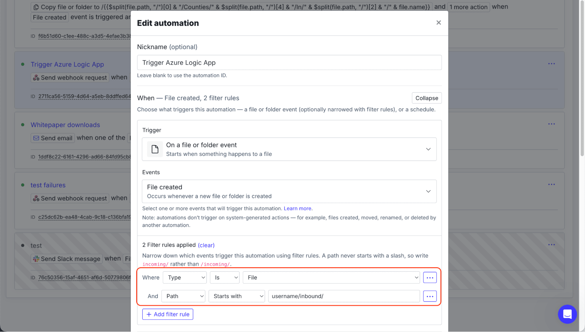 Azure SFTP integration with webhooks