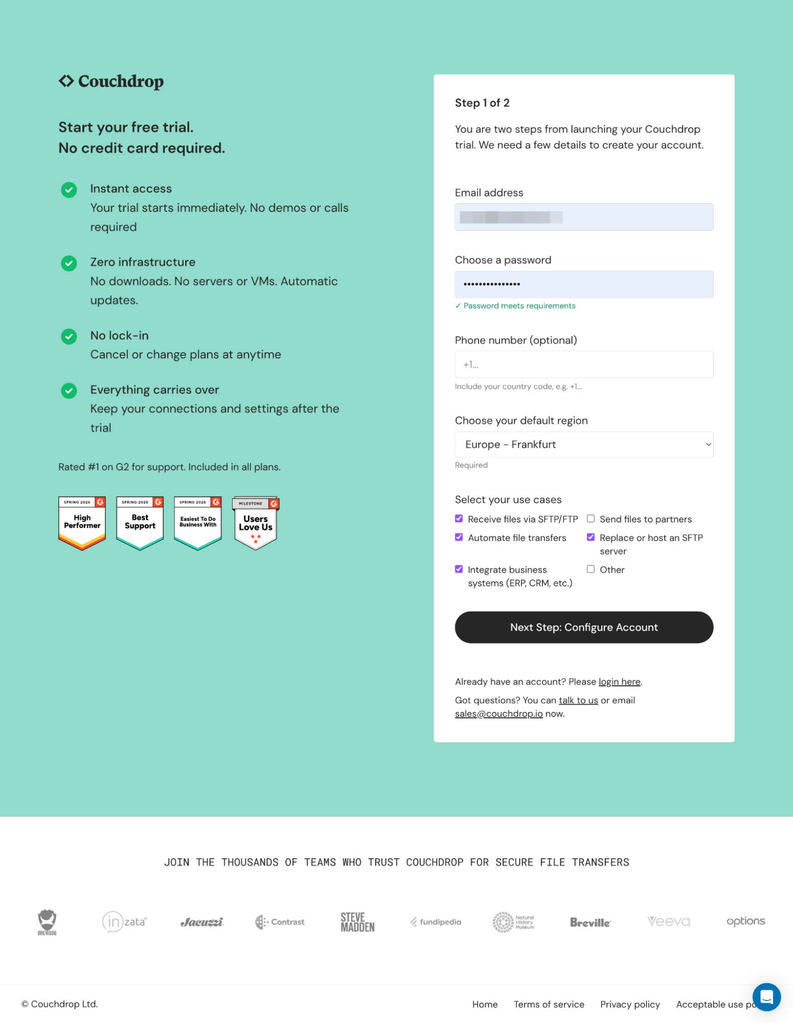 SFTP To Go vs Couchdrop managed file transfer platform comparison
