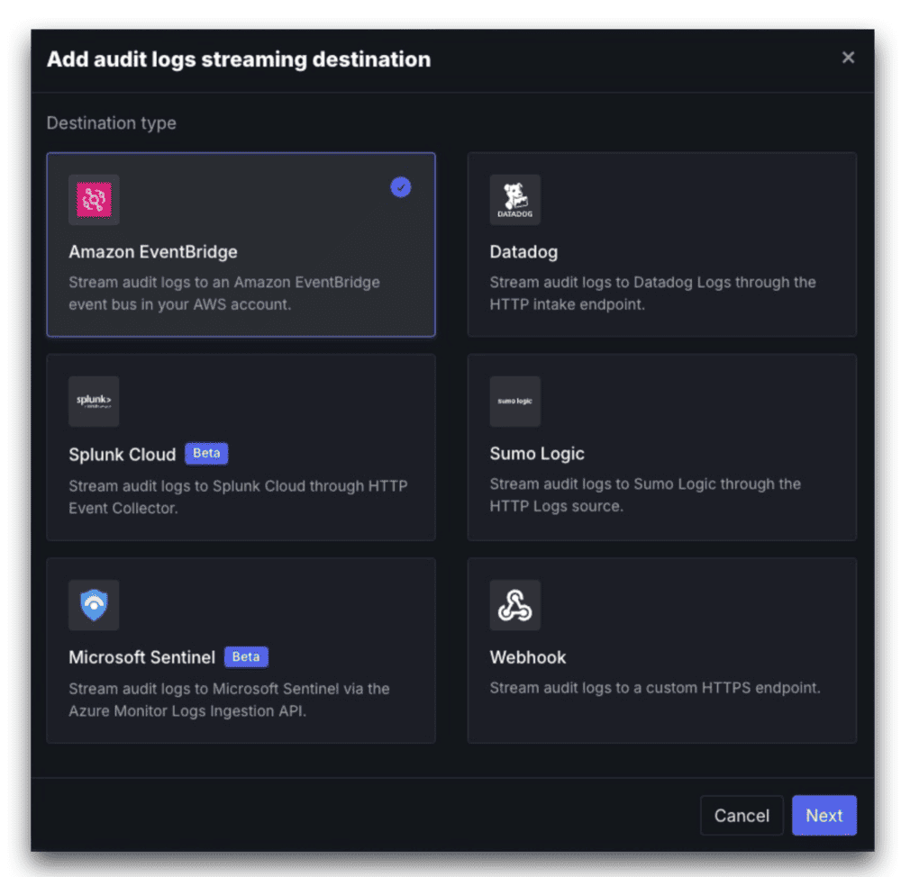 sftp to go audit log streaming mft