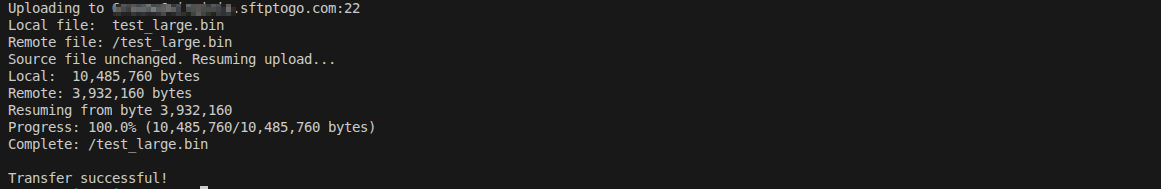 resume interrupted sftp transfers