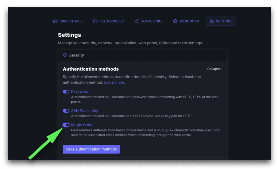 SFTP To Go magic code