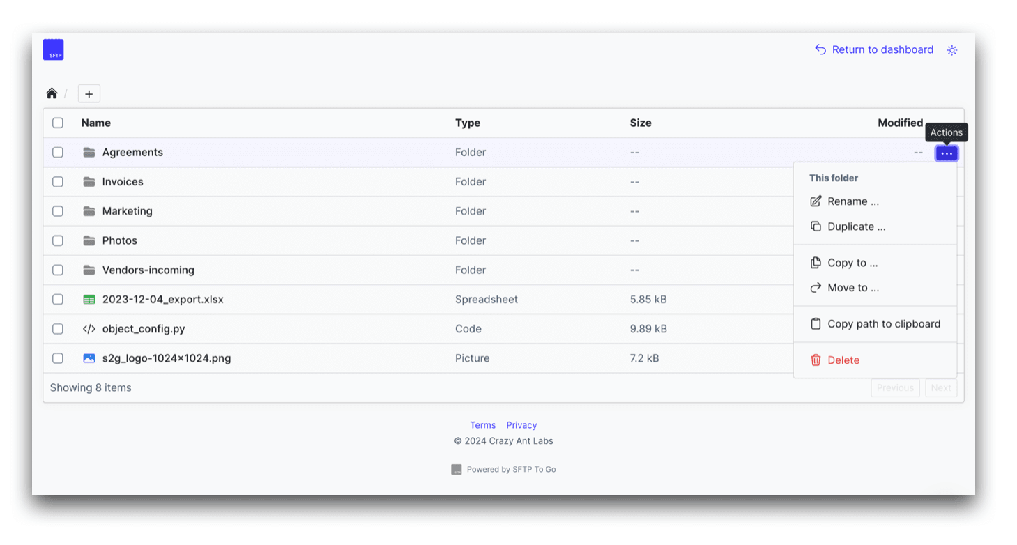 Welcome to the SFTP To Go web portal