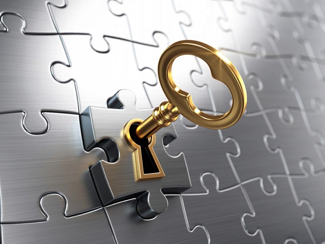 A golden key, unlocking the final puzzle piece in a jigsaw puzzle