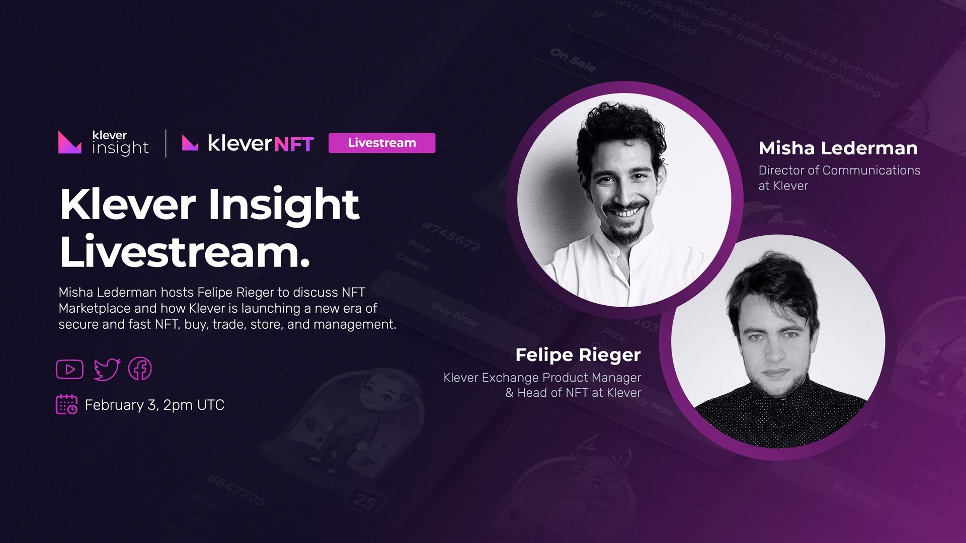 Klever Live: Misha Lederman hosts Felipe Rieger to discuss Klever NFT Marketplace