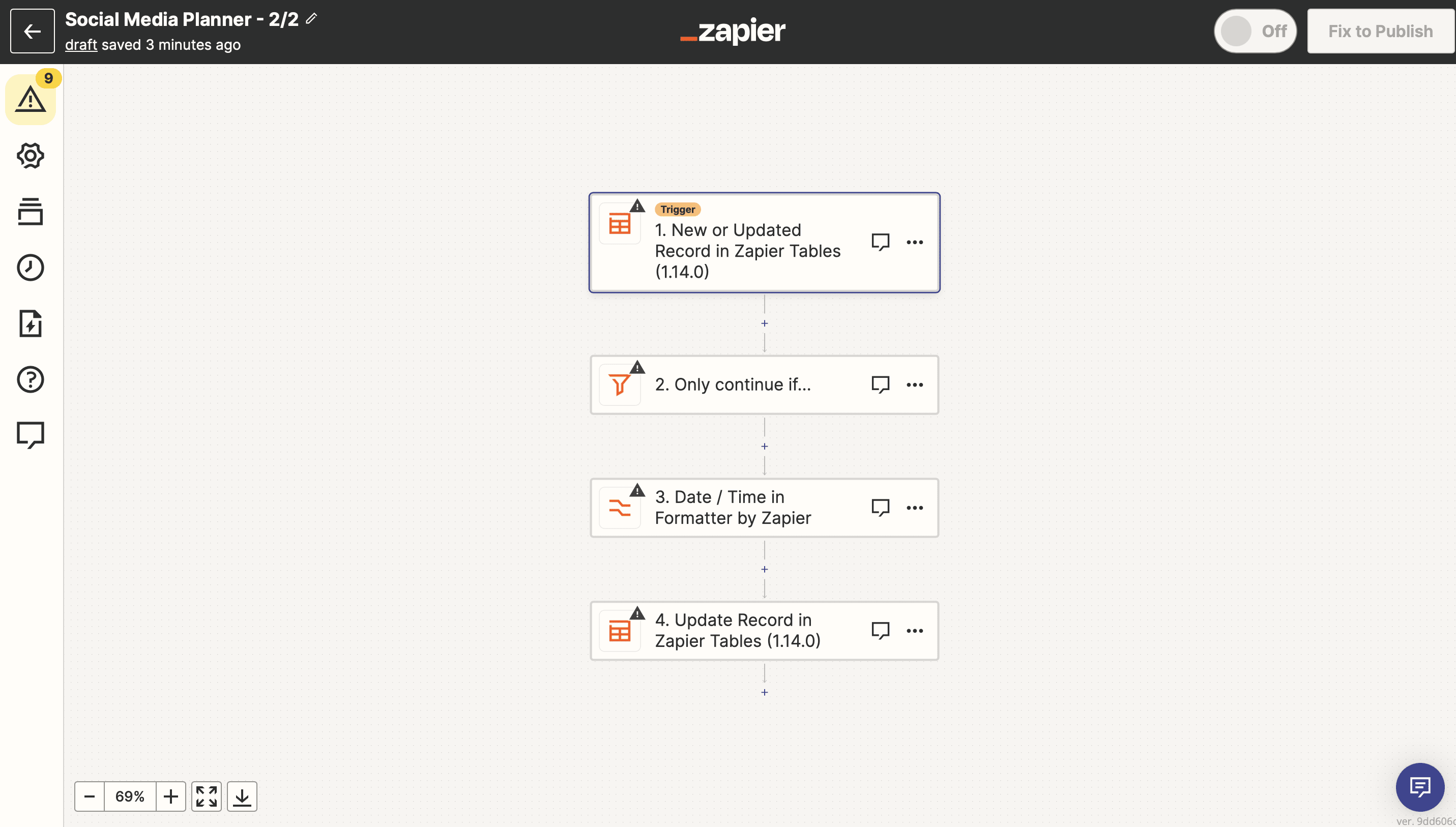 Screenshot of Zapier workflow automation app editor