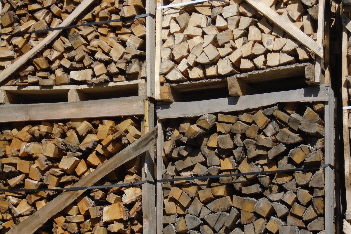 Europaletten sorgen als Fundament für die nötige Durchlüftung des Brennholzes