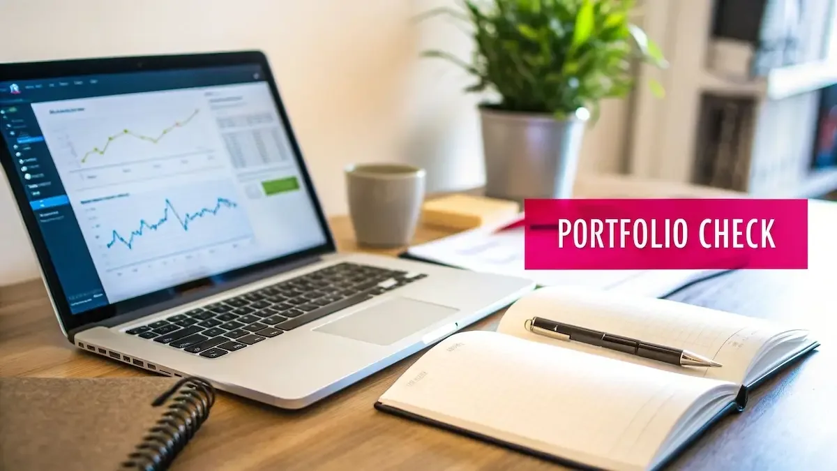 A person examining financial charts and graphs on multiple computer screens, representing mutual funds portfolio analysis.
