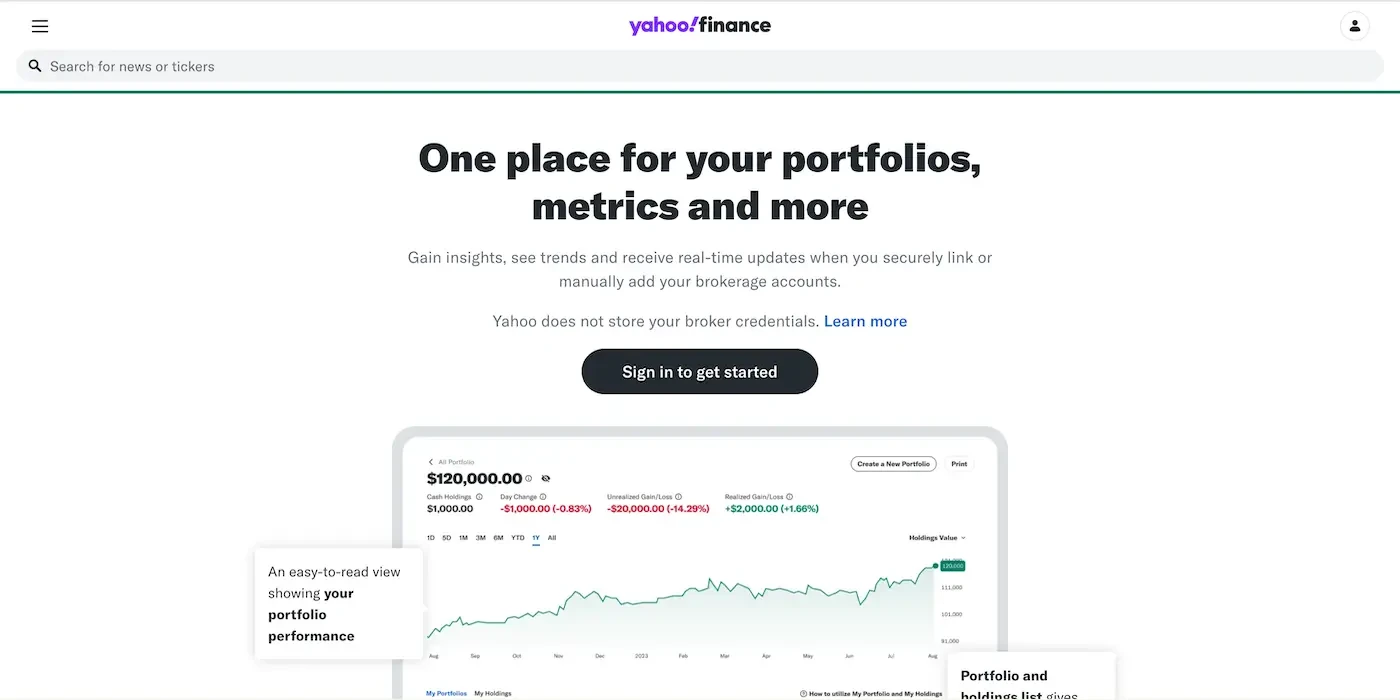 Yahoo Finance Screenshot