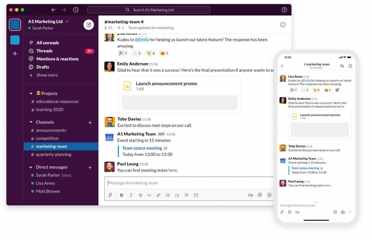 Screenshot shows a channel on the Slack platform