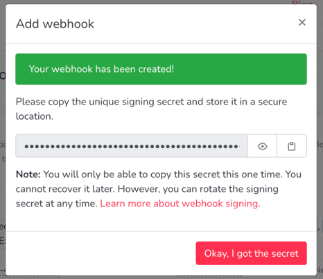 Verify webhook authenticity using the signing secret