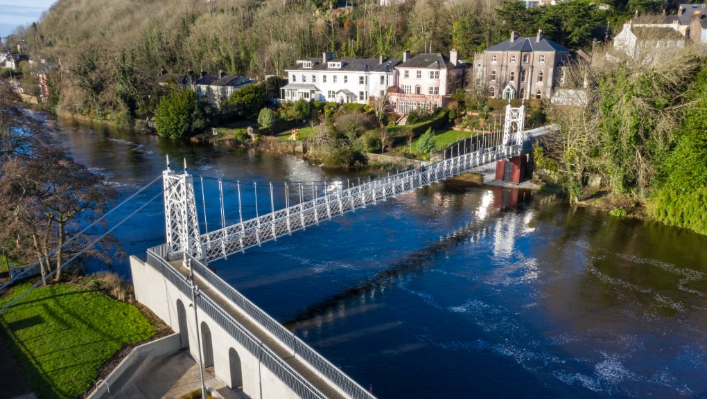 Aerial view of the Daley's bridge on a sunny day