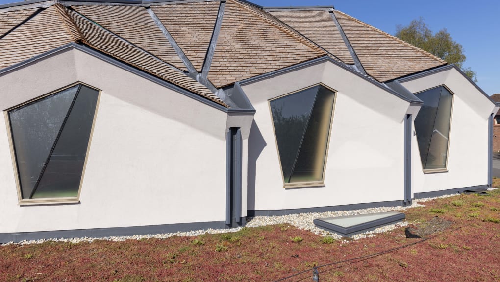 Exterior view of the Stroud Christian community chapel on a sunny day