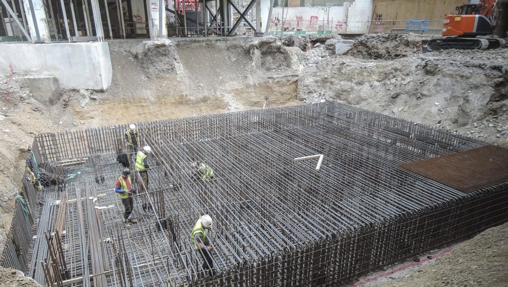 Interior view of the construction of the foundations of Hylo