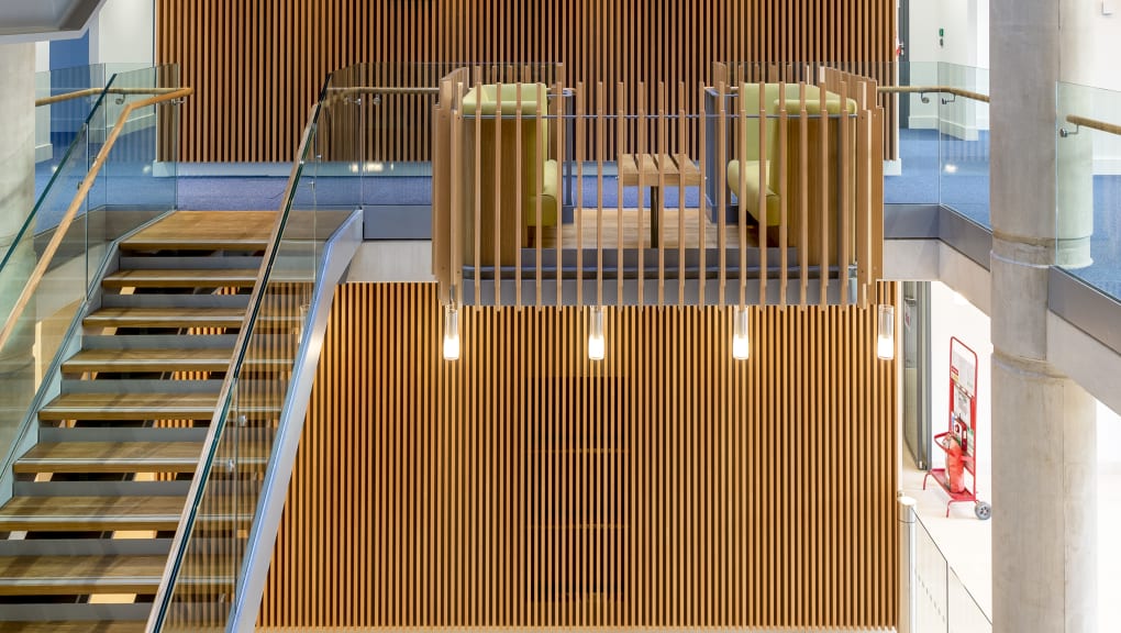 Interior view of staircases in the Pears Building