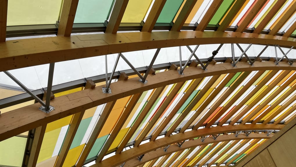 Interior view of the ceiling at the Tianfu Agricultural Expo Main Hall