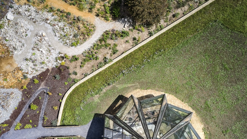 Aerial view of the Woolbeding Glasshouse