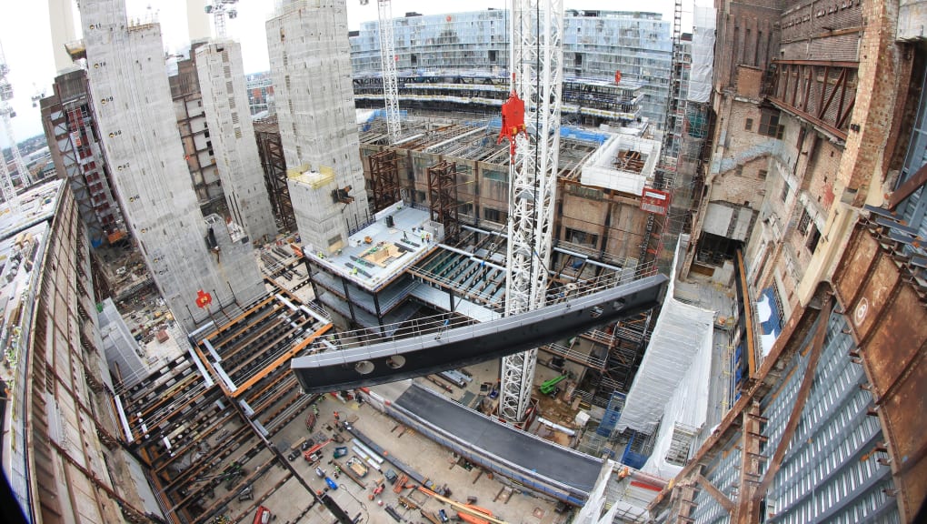 Boiler House beam construction at Battersea Power Station