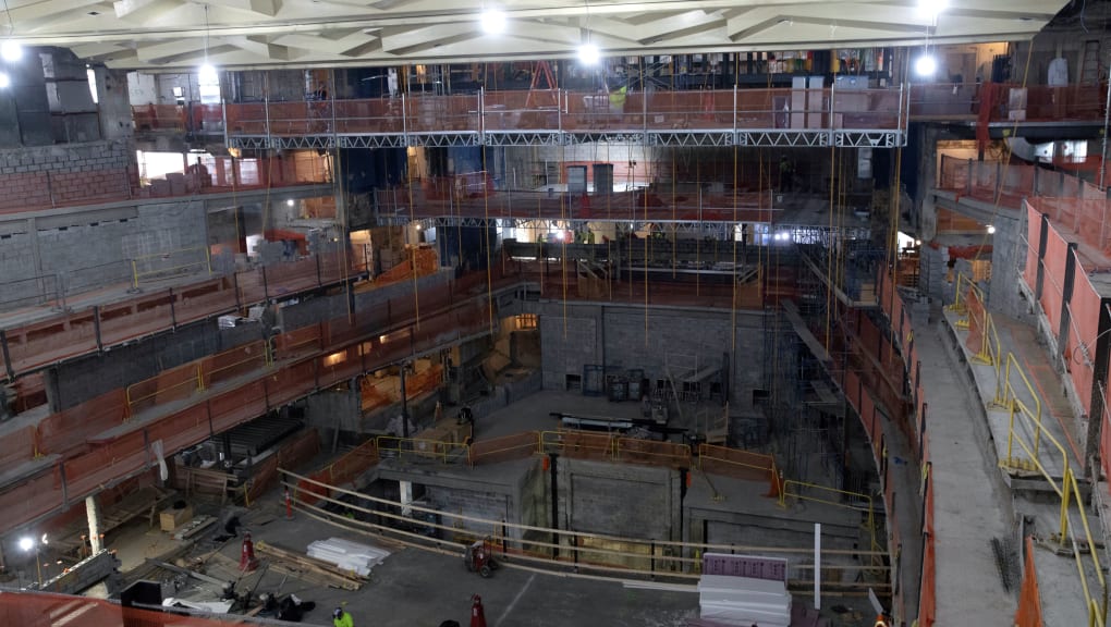 Interior construction of David Geffen Hall Renovation, Lincoln Center. Copyright Bess Adler