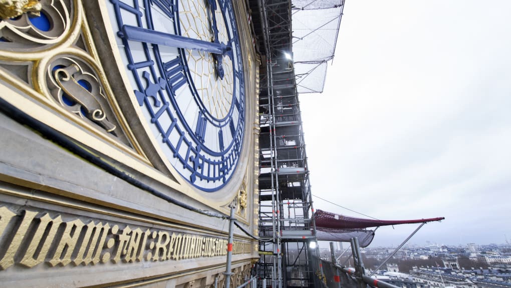 Close-up view of clock, Elizabeth Tower Refurbishment. Copyright Jessica Taylor