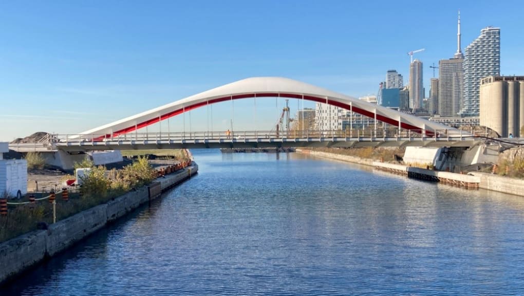 Port Lands Bridges during the day. Copyright sbp, Michael Stein, 2023