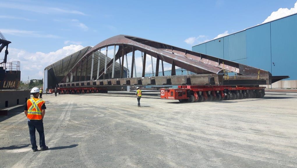 Off-site fabrication of Port Lands Bridges. Copyright Cherubini, 2023