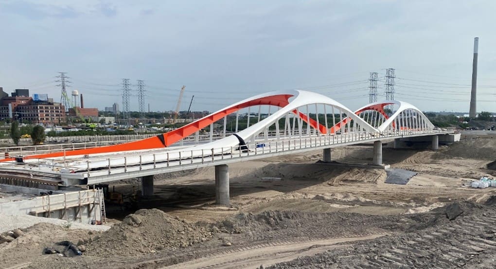 Construction site image of Port Lands Bridges